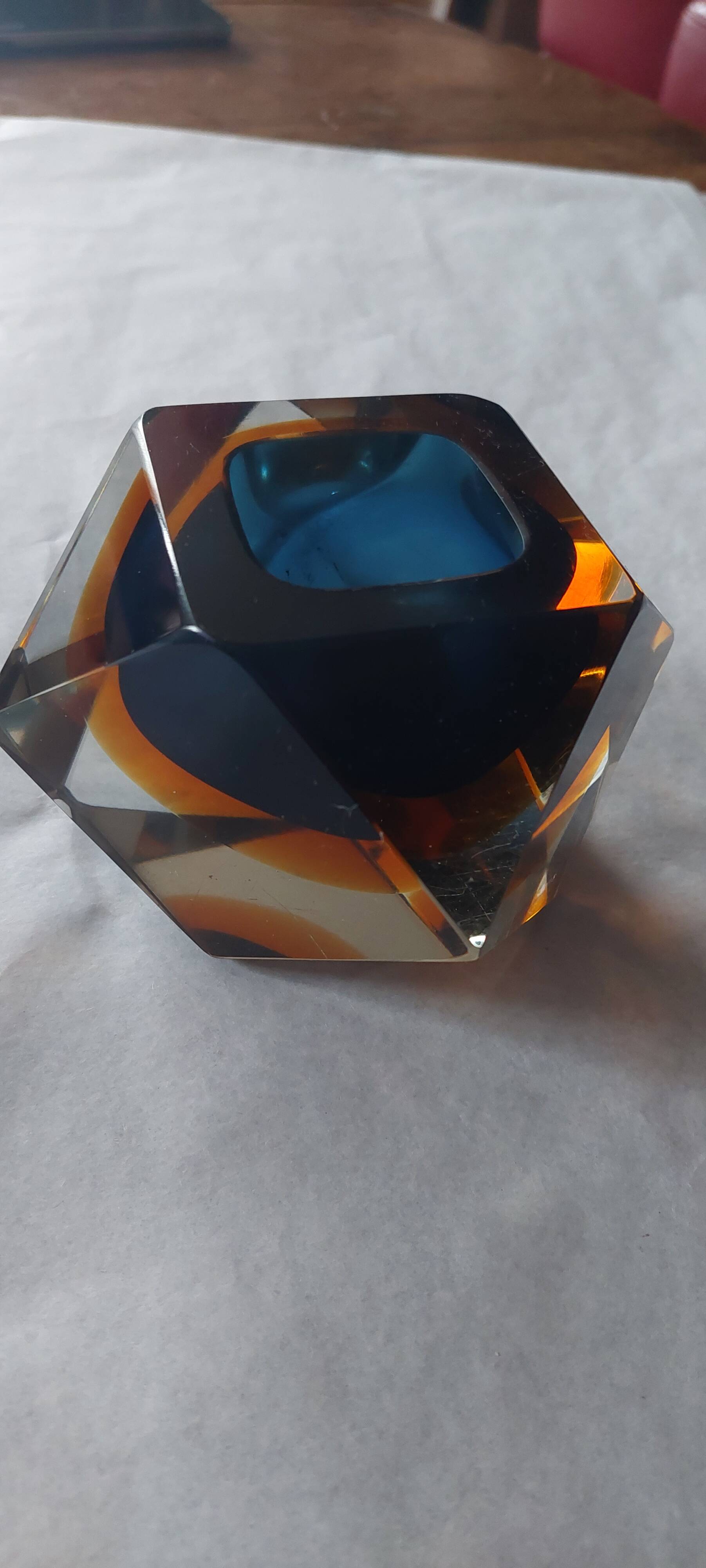 Diamond-shaped ashtray by Flavio Poli