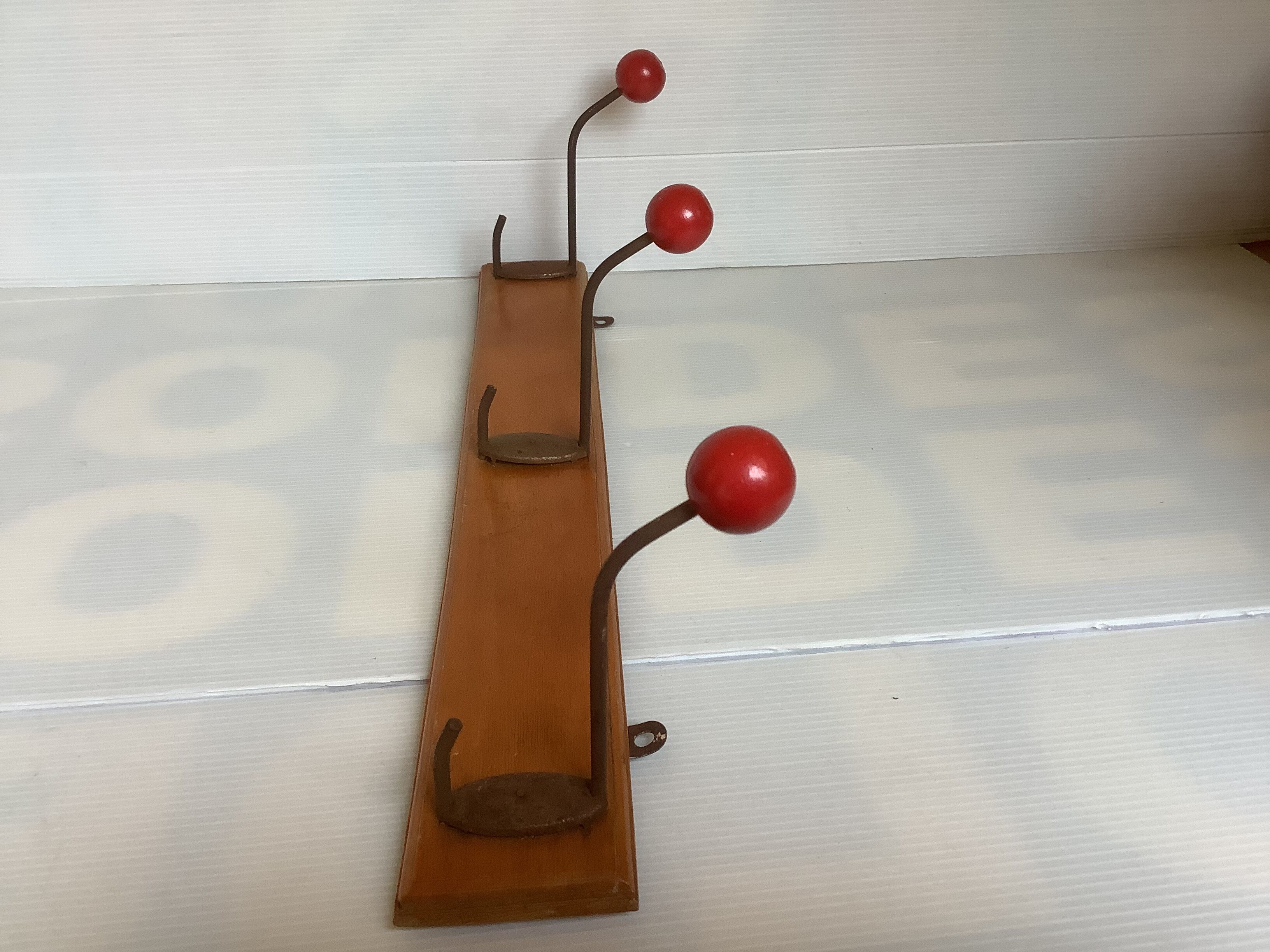 Old wood metal coat rack