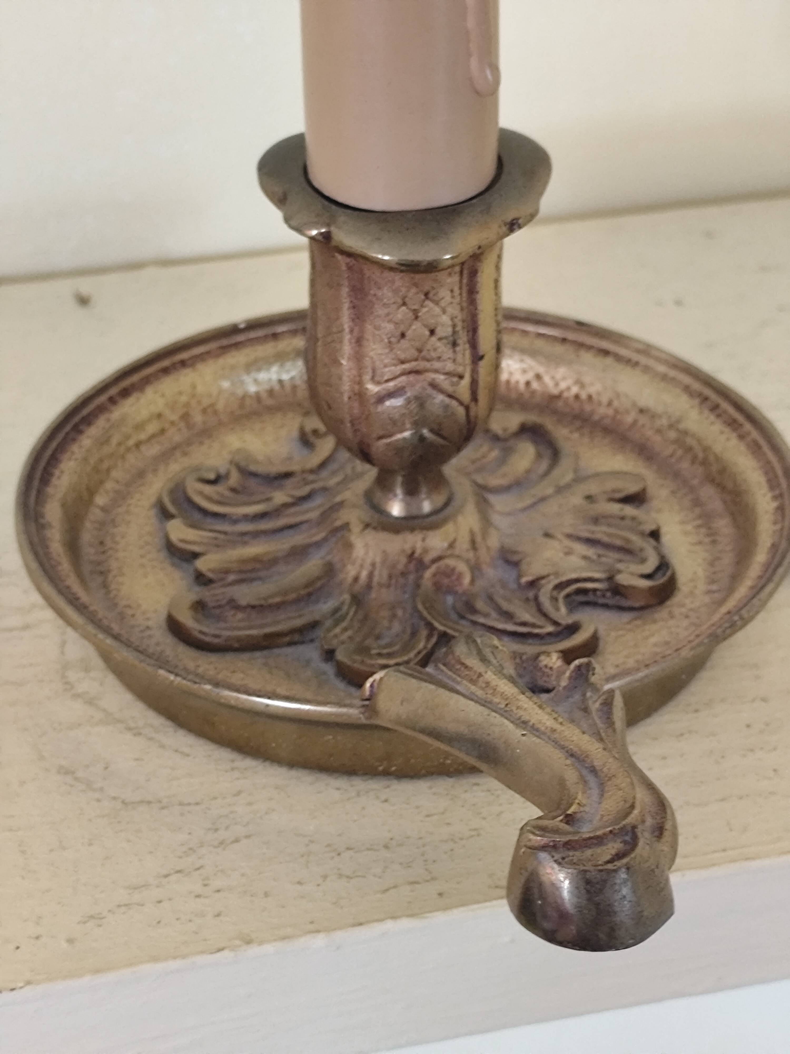 Lampe de chevet  en bronze - bougeoir  à main
