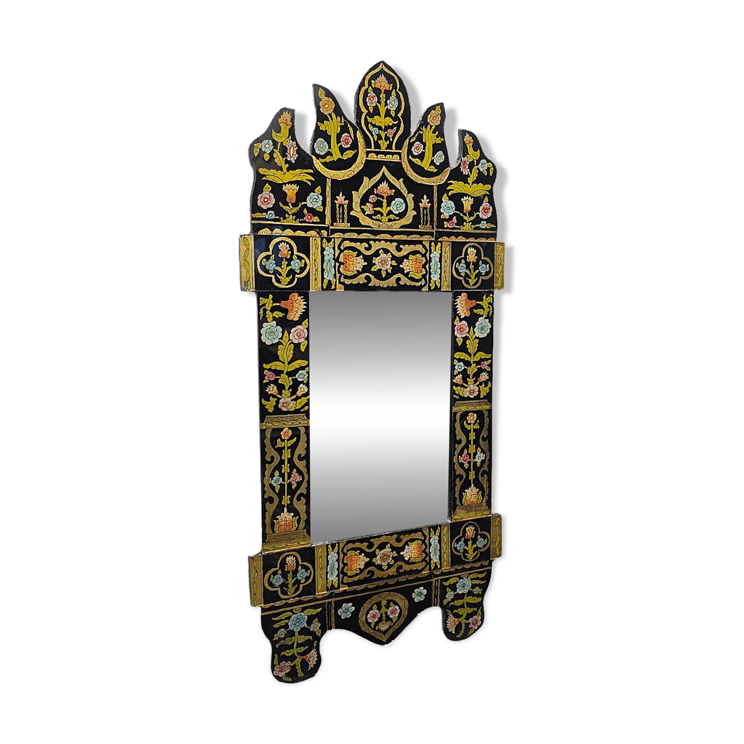 Vintage Hand Painted and gilded Moorish Mirror, 1960/70s