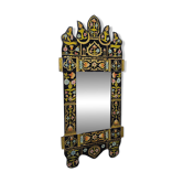 Miroir mauresque peint à la main et doré, années 1960-70