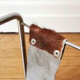 Magazine holder chrome and leather, 1970