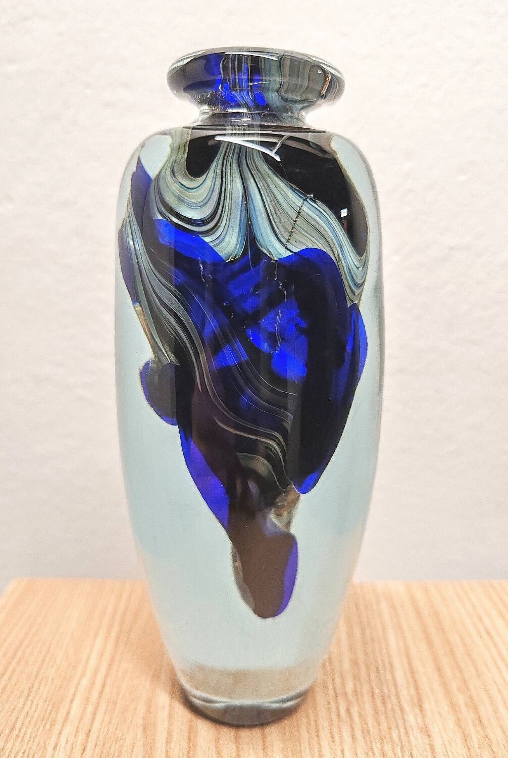 Murano type blue glass vase