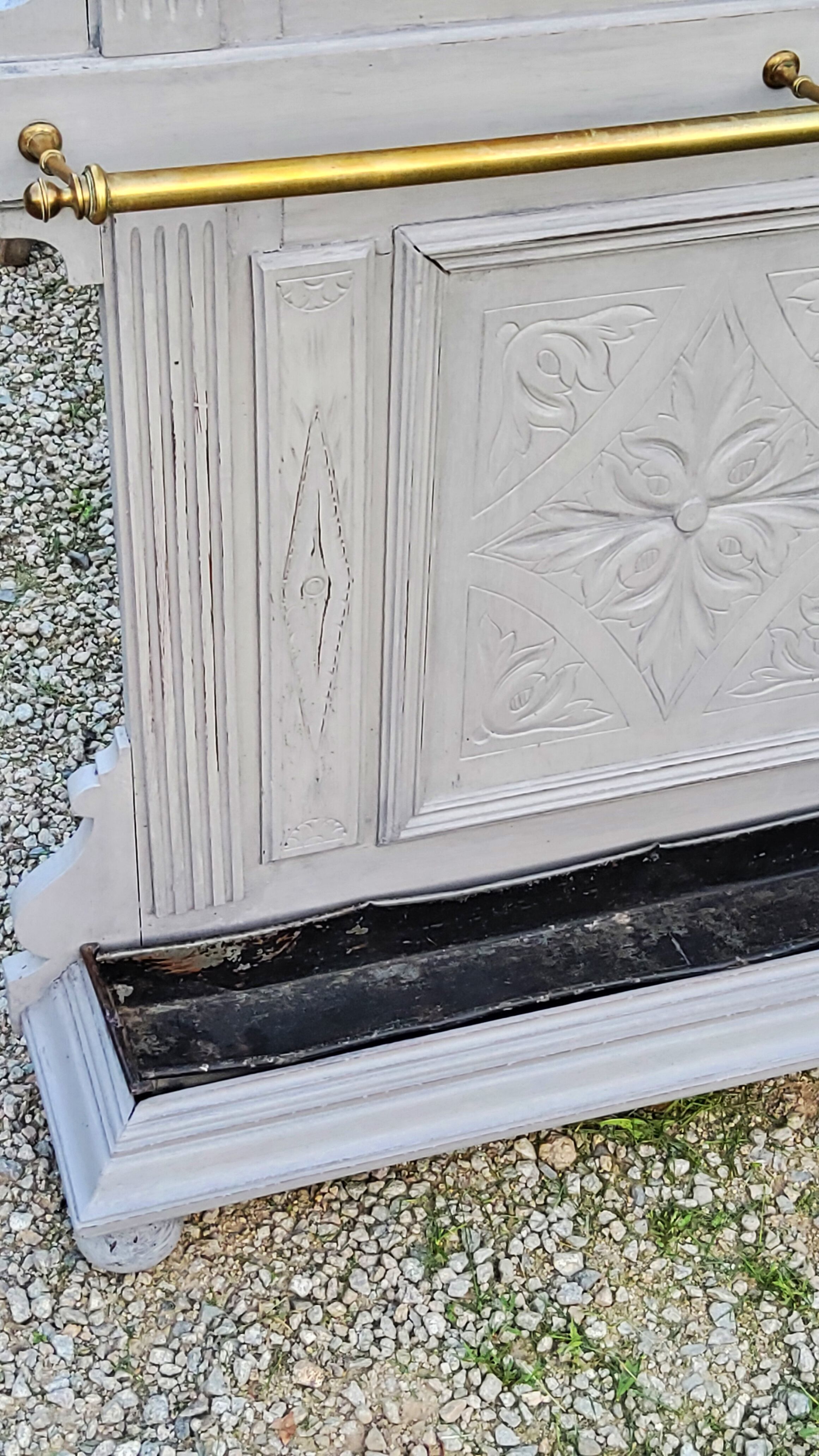 1900s coat rack patina gray mirror brass hooks