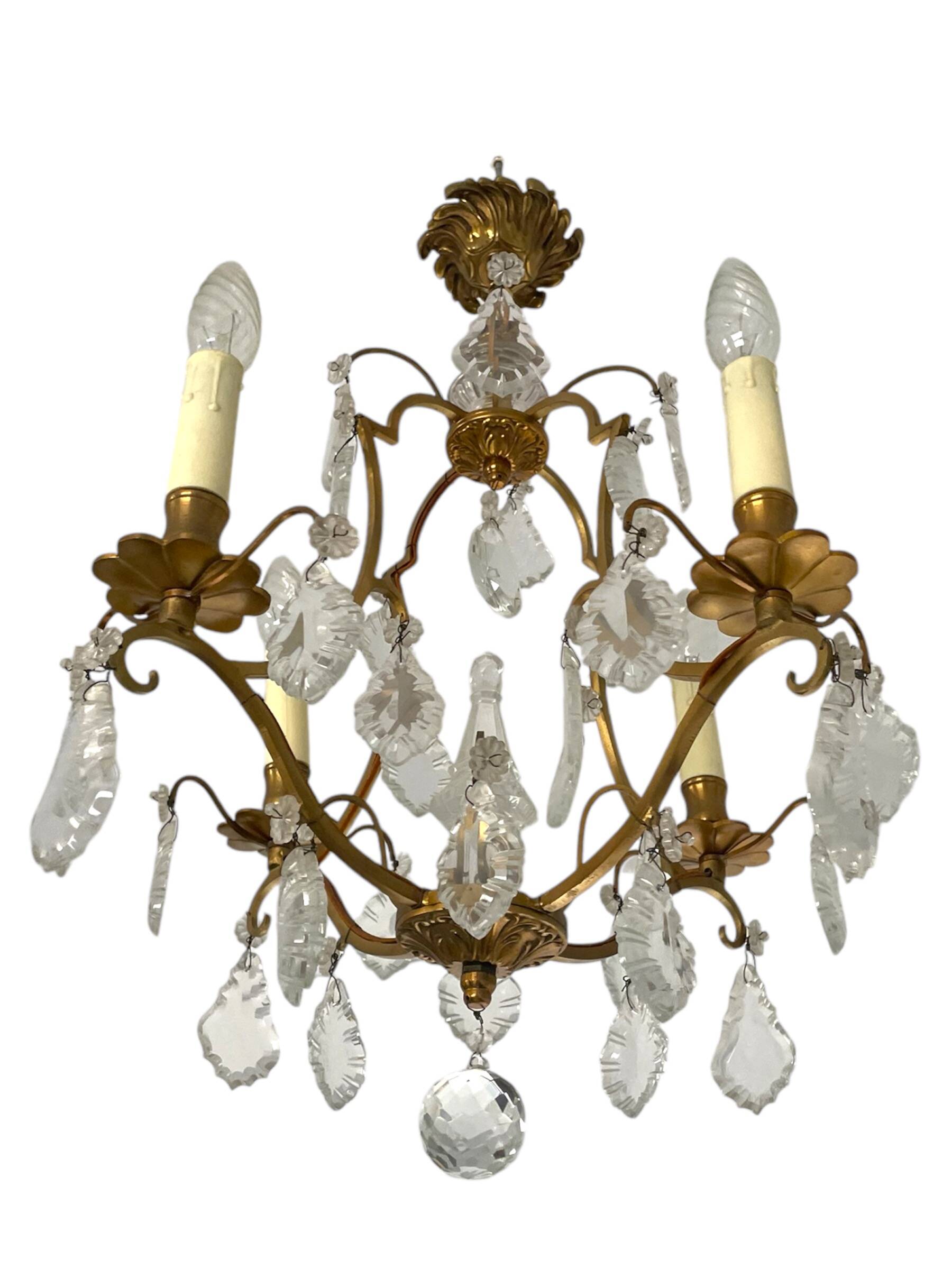 Set of 2 bronze chandeliers with tassels (crystal)