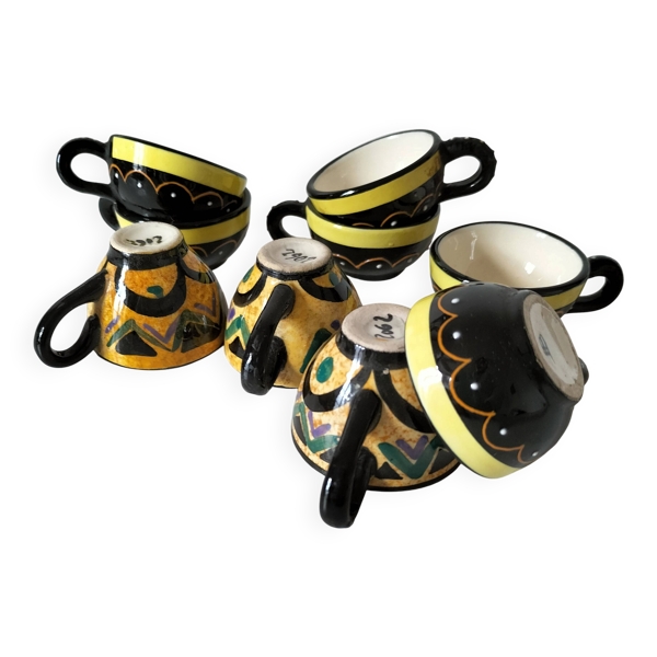 Mini tasses bretonnes vintage – HB & St Jean – 9 pièces