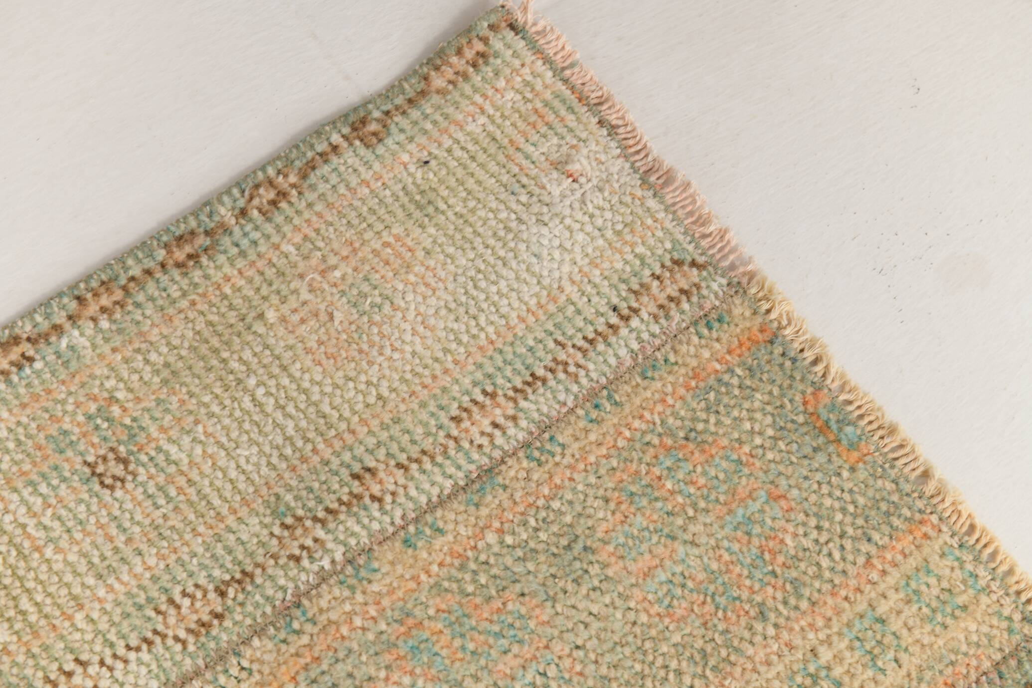 2x10 Vintage Brown & Cream Turkish Runner Rug, 80x306Cm