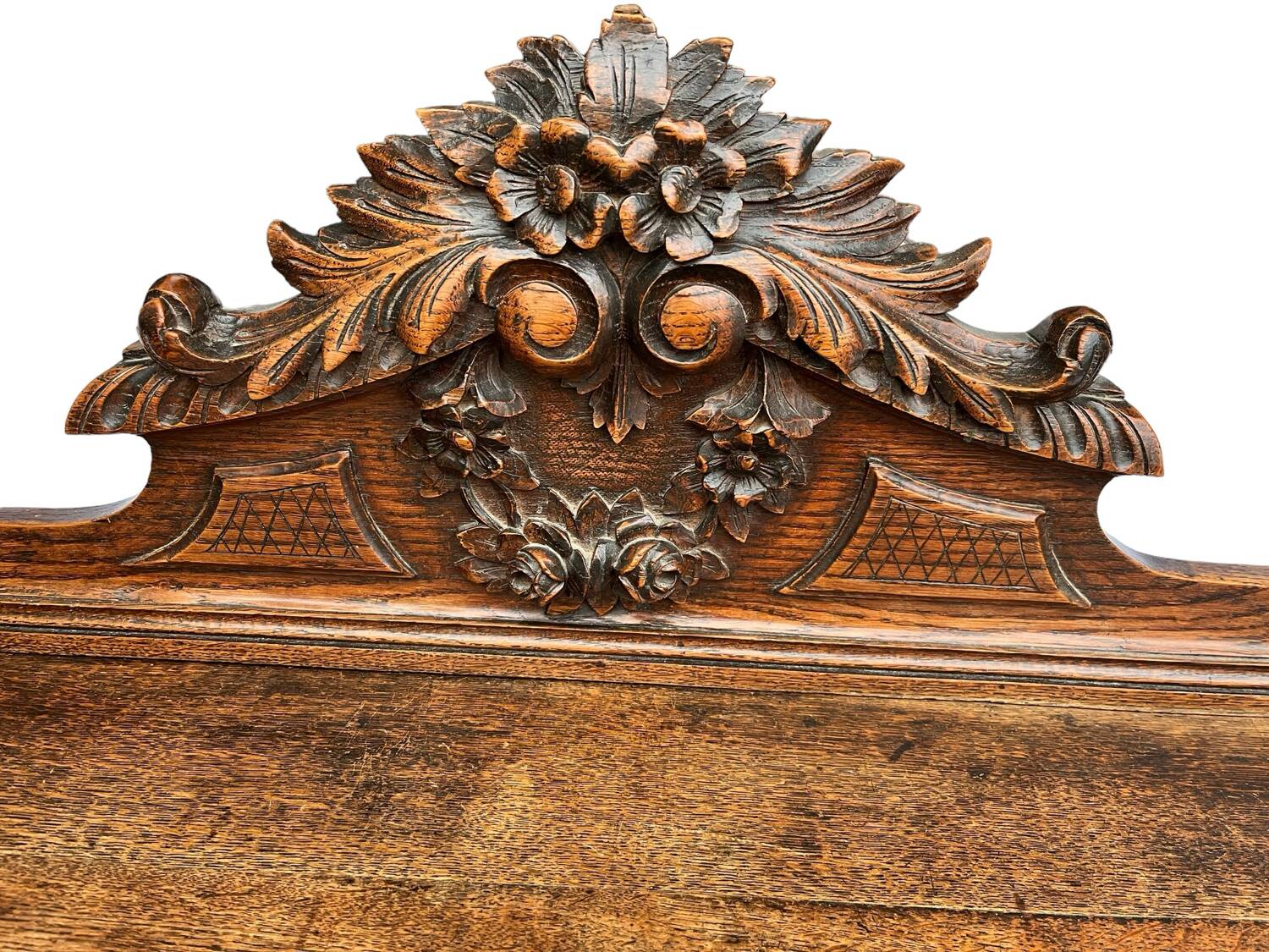 Desk with tiered secret drawer in solid oak Louis XIII