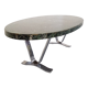 Vintage oval coffee table in stone and chromed metal from the 70s