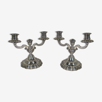 Pair of antique silver bronze candlesticks