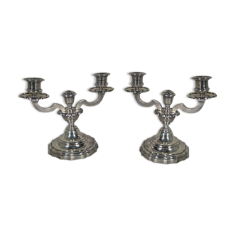 Pair of antique silver bronze candlesticks