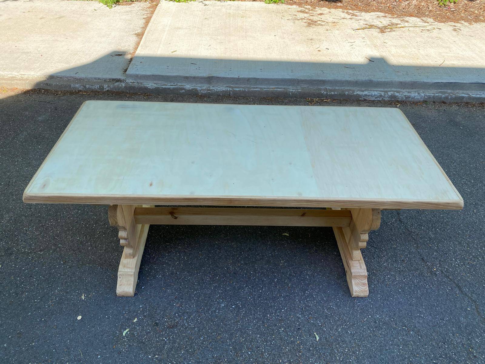 Renovated monastery farmhouse table in 20th century pine wood 180cm