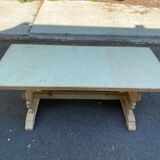 Renovated monastery farmhouse table in 20th century pine wood 180cm