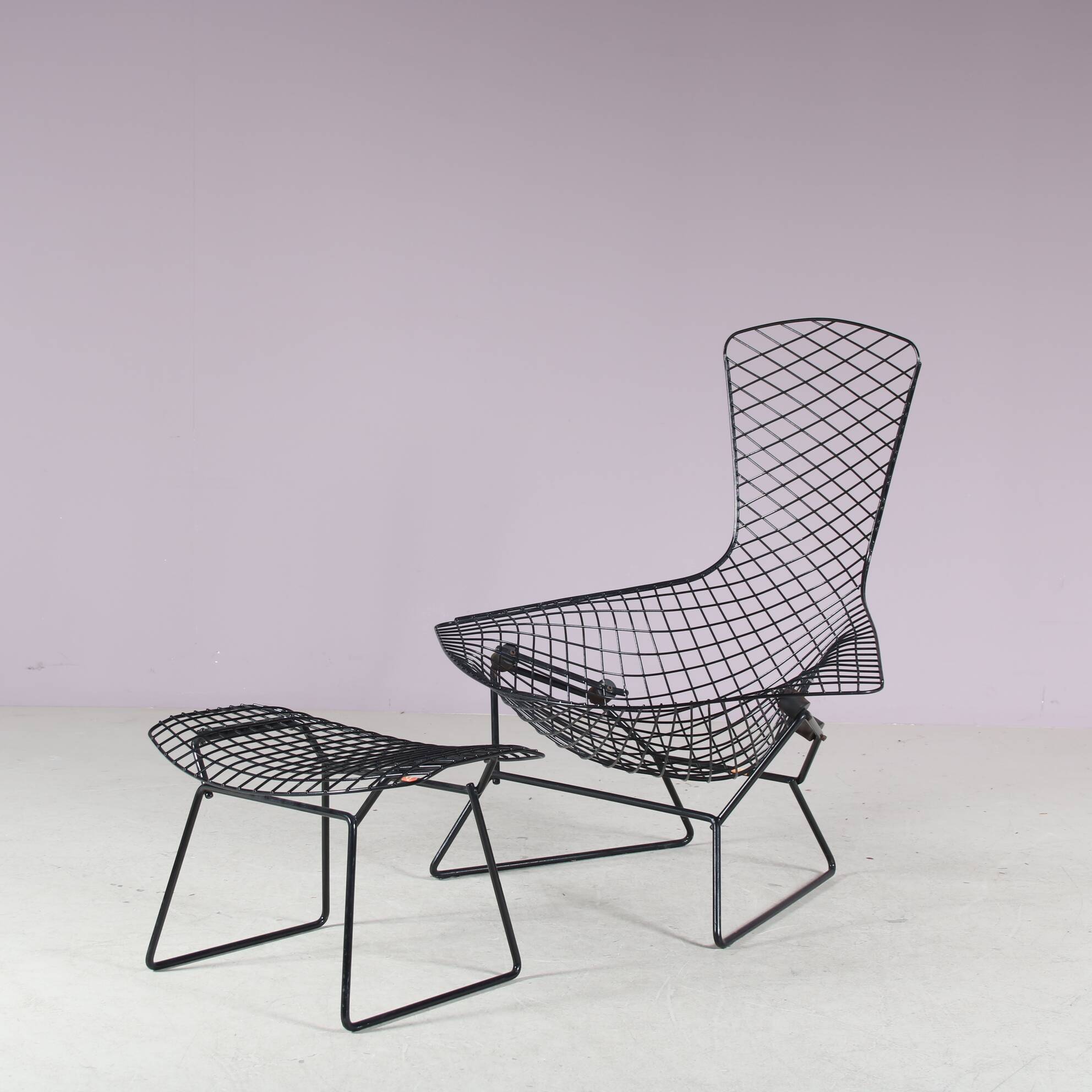 1960s “Bird Chair” with ottoman by Harry Bertoia for Knoll International, U