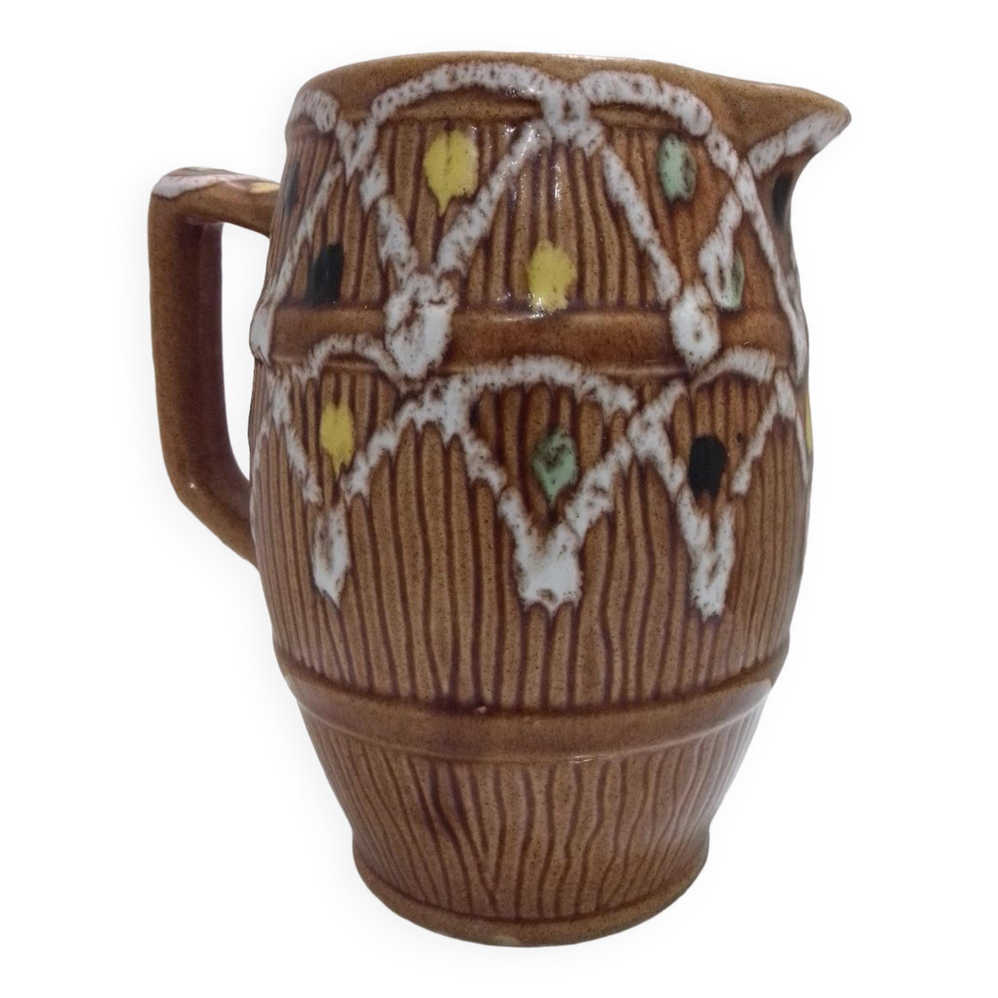Pitcher "barrel" glazed terracotta