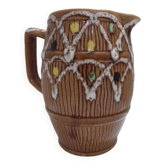 Pitcher "barrel" glazed terracotta