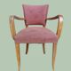 Fauteuil Bridge Art Déco en bois et tissu