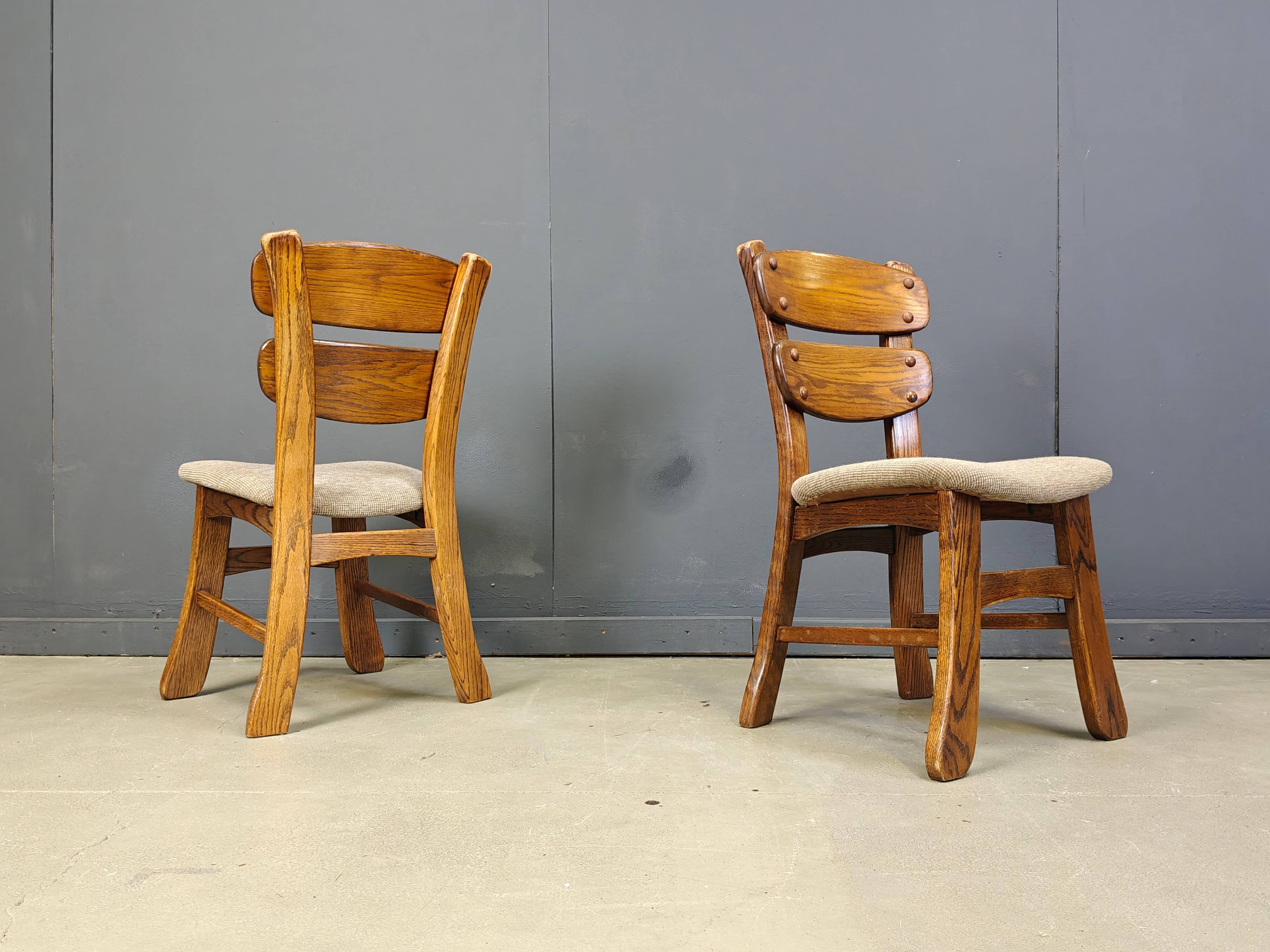 Vintage brutalist dining chairs, set of 5 - 1960s