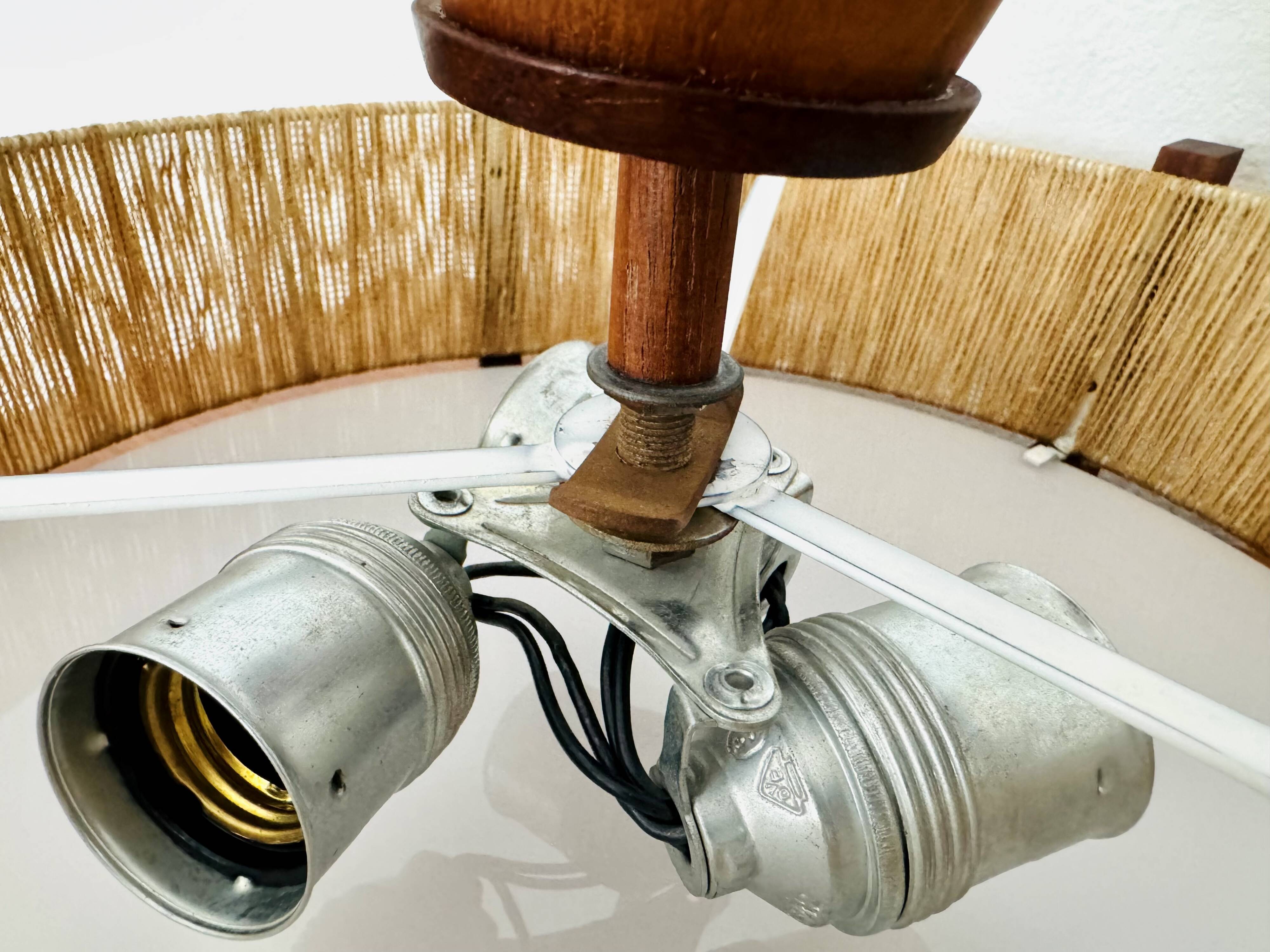 Japan Style Sisal and Teak Pendant Lamp by Temde