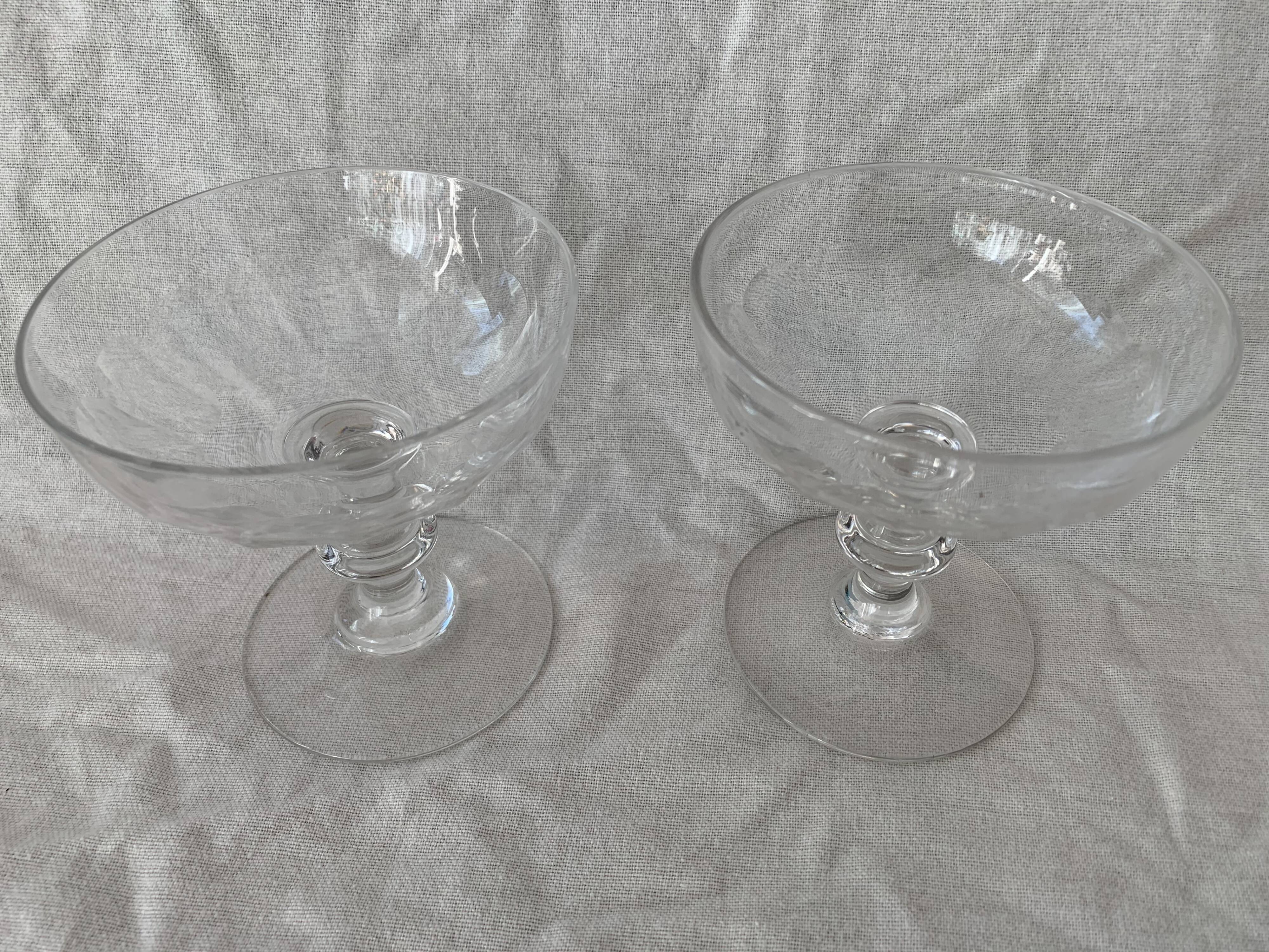 Pair of old crystal champagne glasses