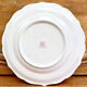 6 old flat table plates, Gien earthenware, pink landscape model.