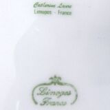 Green and gold Limoges porcelain candy box signed Catherine Lainé