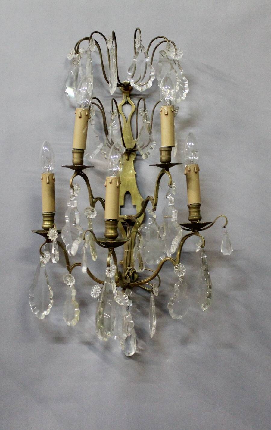 Large Bronze Wall Light with Pendants