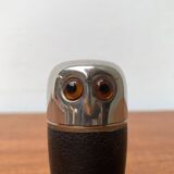 Set of 5 metal shot glasses in German owl style from the mid-century, 1960s.