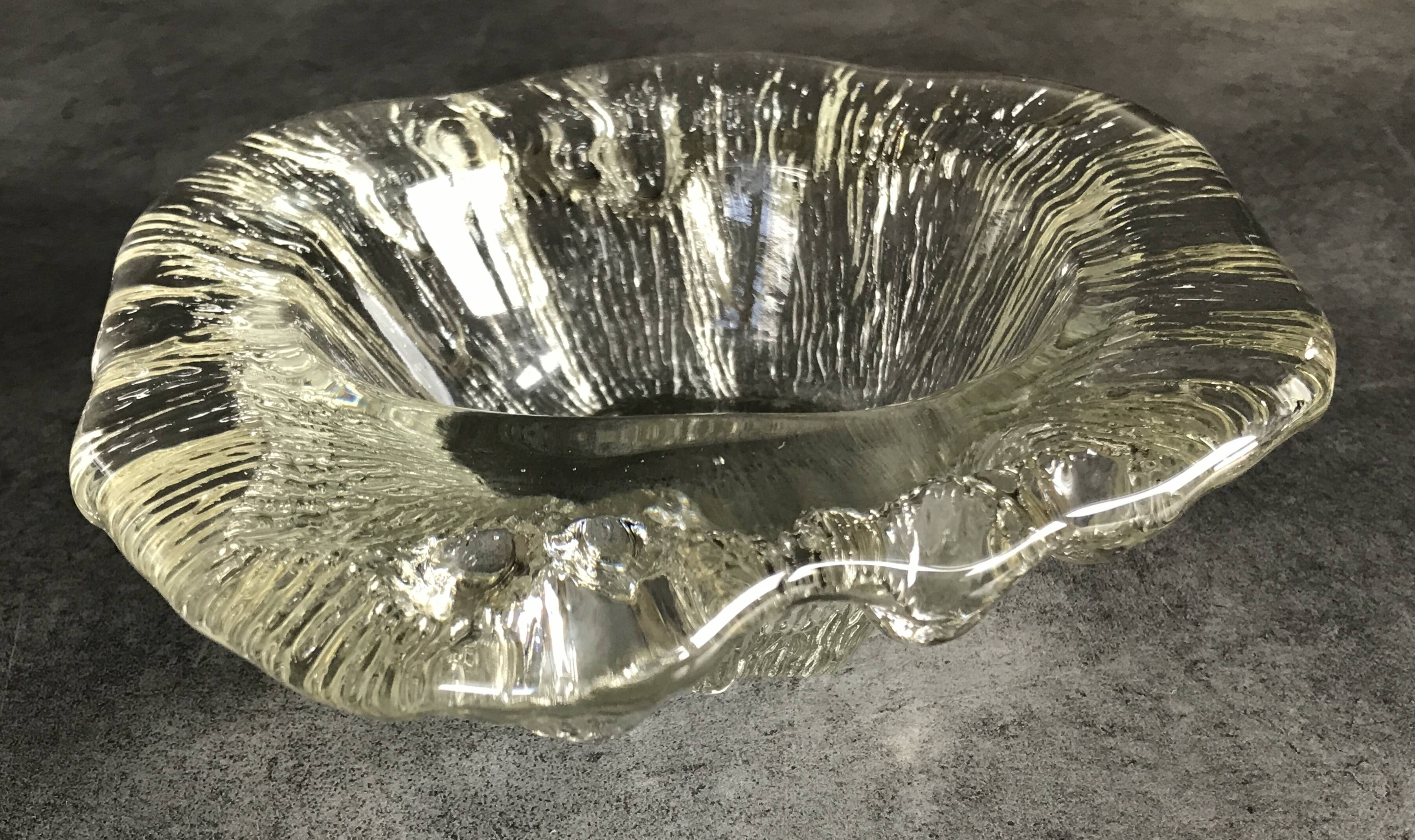 Blenko ashtray, pocket emptier in modernist glass, brutalist design, 1960