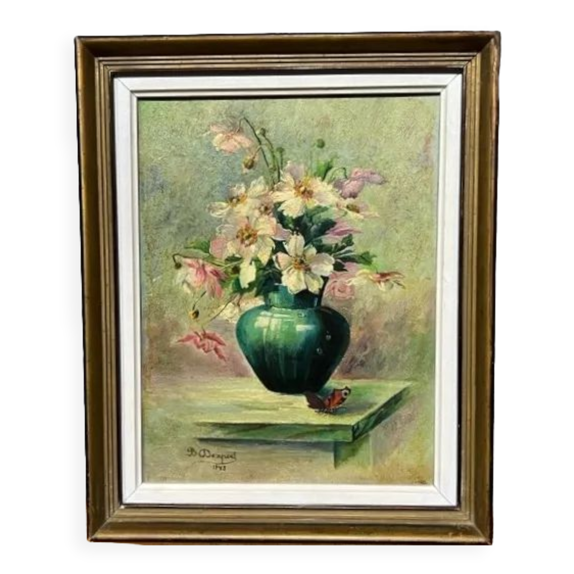 Nature morte aux fleurs. huile sur panneaU, B. Dexpers