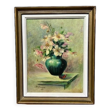 Nature morte aux fleurs. huile sur panneaU, B. Dexpers
