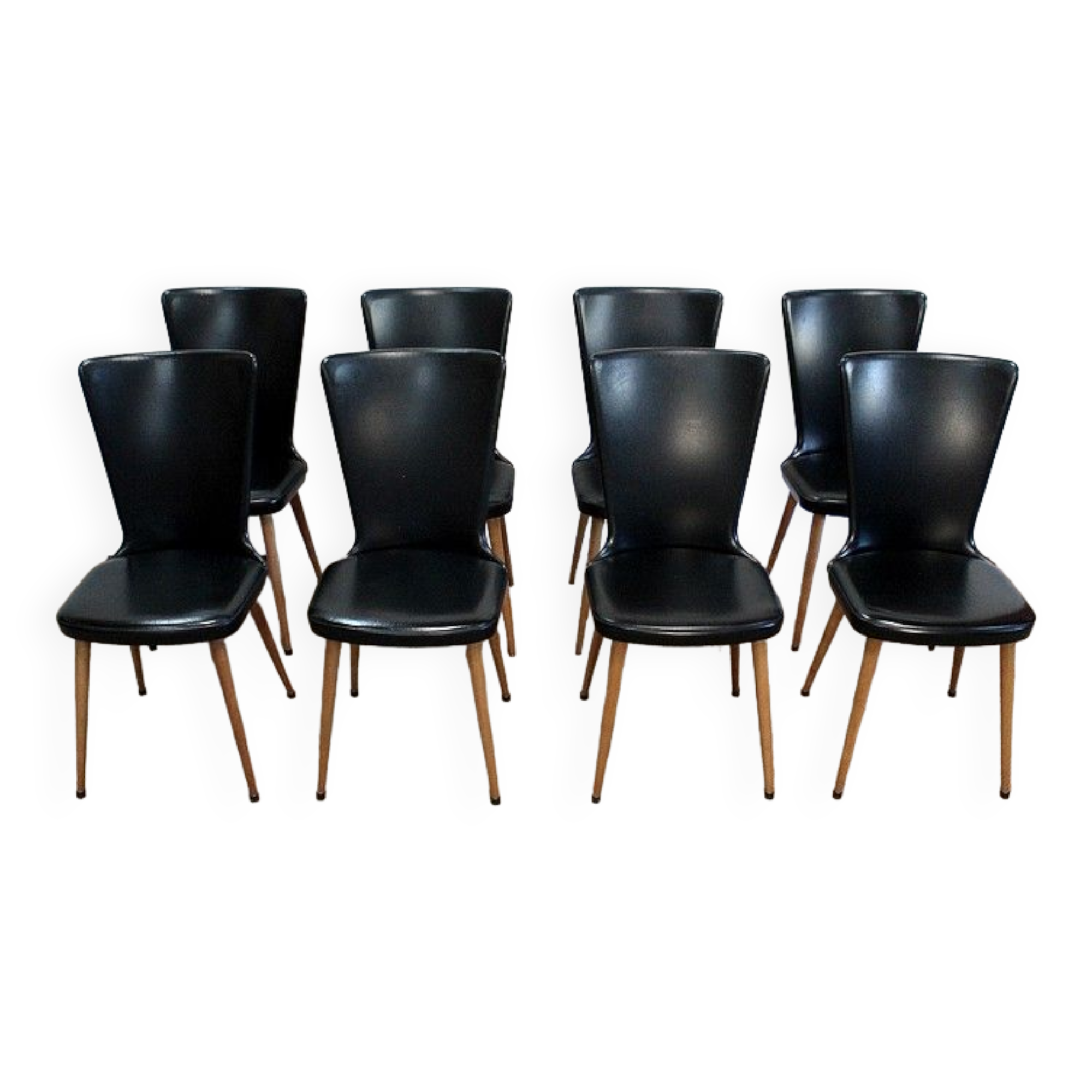 Suite of 8 baumann chairs, "essor" model – 1960s