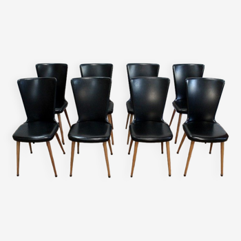Suite of 8 baumann chairs, "essor" model – 1960s