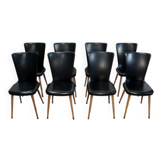 Suite of 8 baumann chairs, "essor" model – 1960s