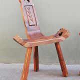 Pair of brutalist tripod stools