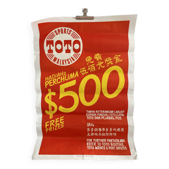 Campagne publicitaire originale de toto lotto pour les jeux de loterie de la malaisie de 1969