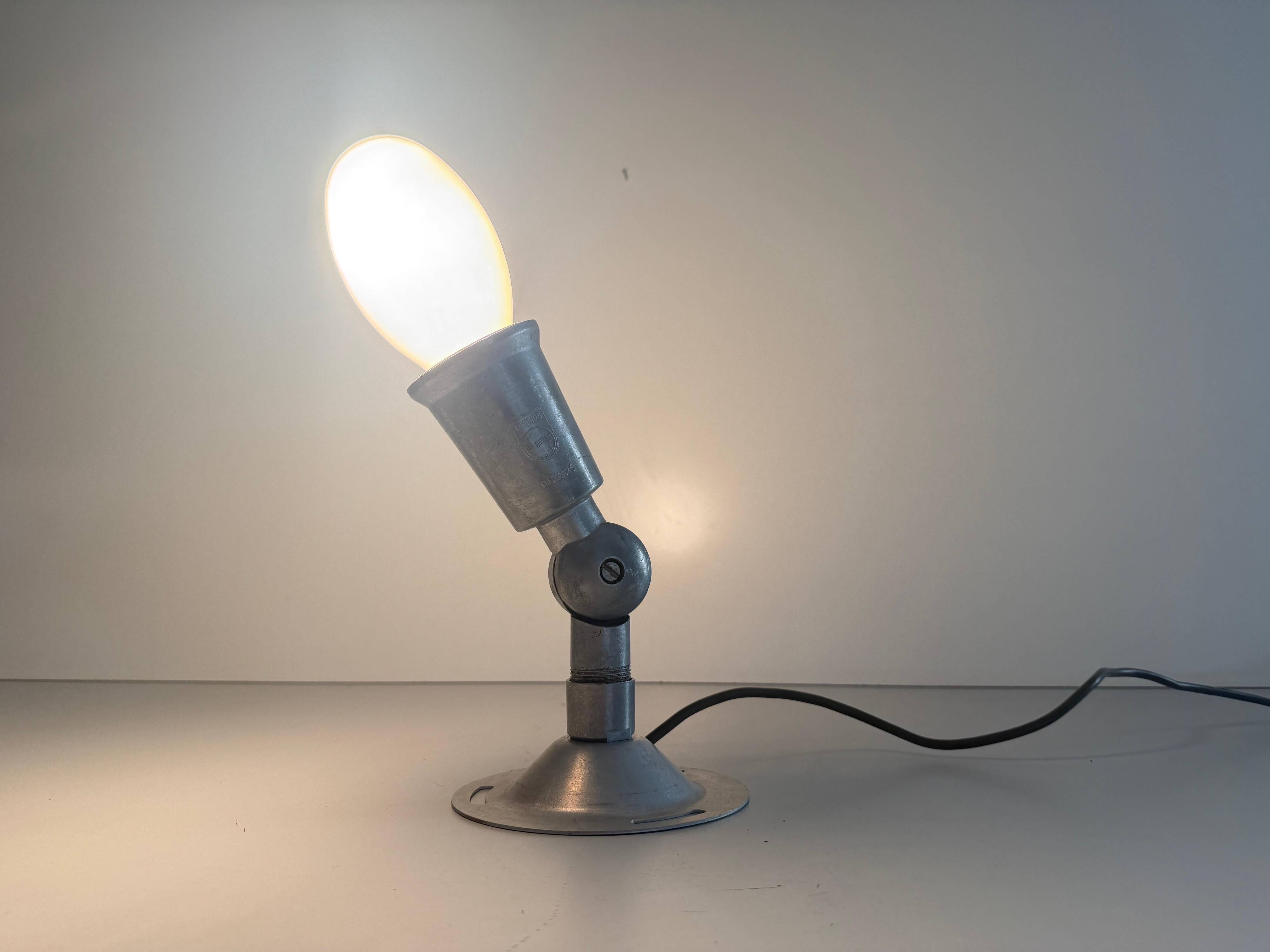 Adjustable head table lamp in aluminium by Philips, 1960s, Germany