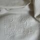 Drap ancien monogrammé BL - Toile métis "Fleur bleue"