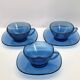 6 vintage cups and saucers vereco blue colour a703