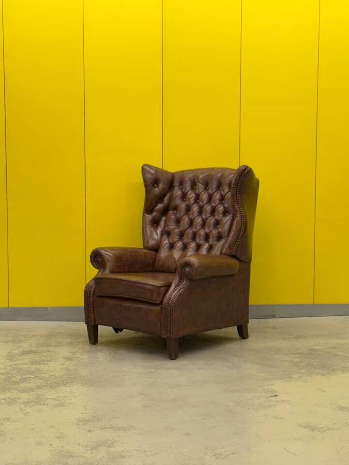 Brown leather Handmade Chesterfield Recliner Armchair