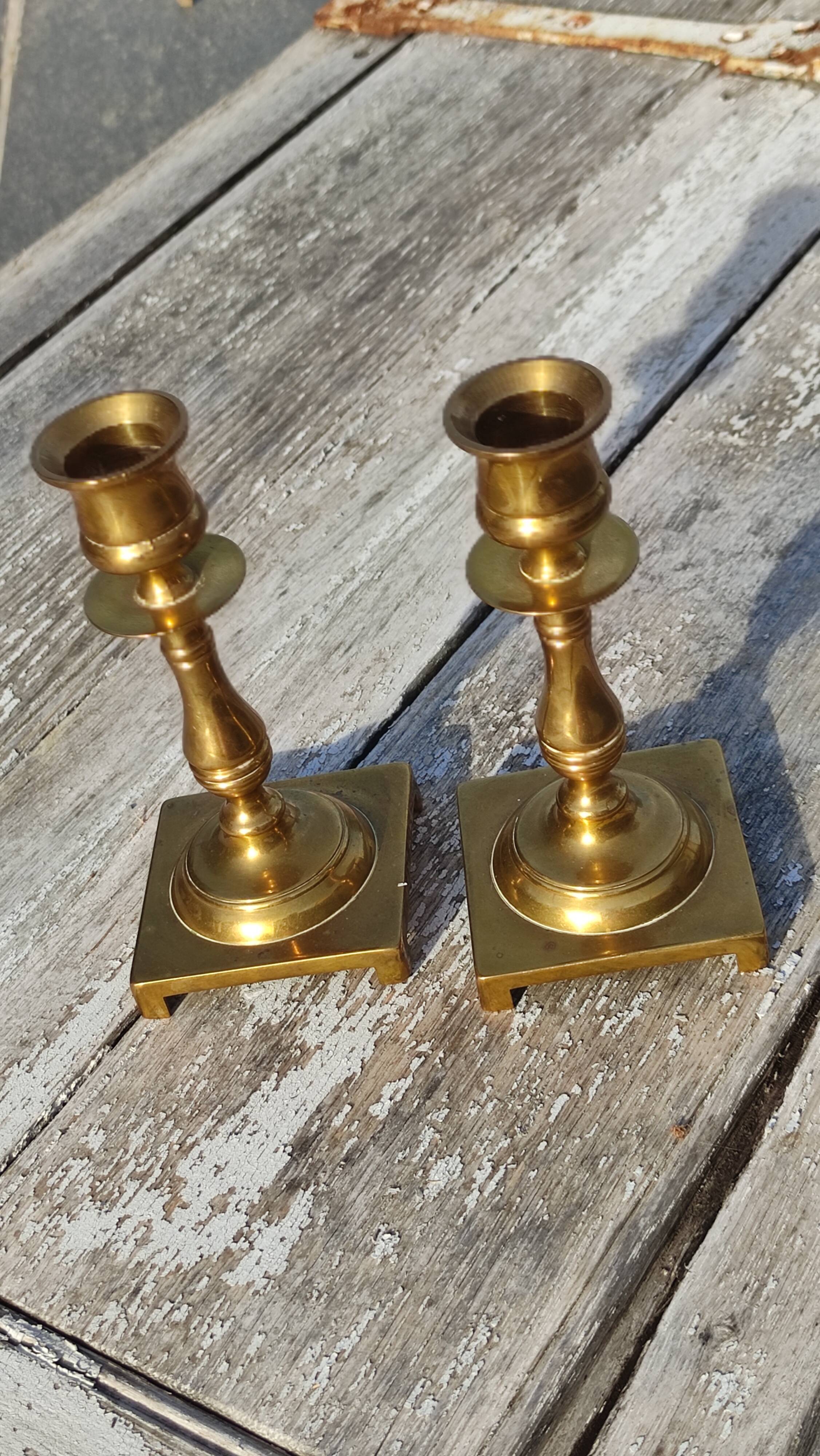 Pair of English golden candle holders