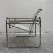 "Wassily" armchair by Marcel Breuer for Gavina in white leather.