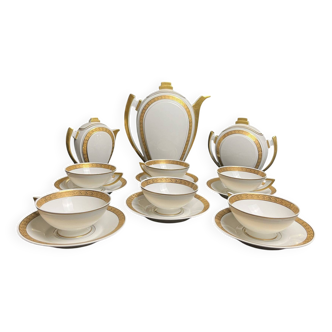 Art déco, service à café 9 pièces porcelaine Limoges vers 1930