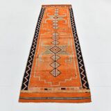 Pumkin Orange Pattern Vintage Runner Rug, 88x291 Cm