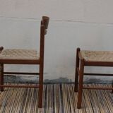 Pair of wooden and rope chairs