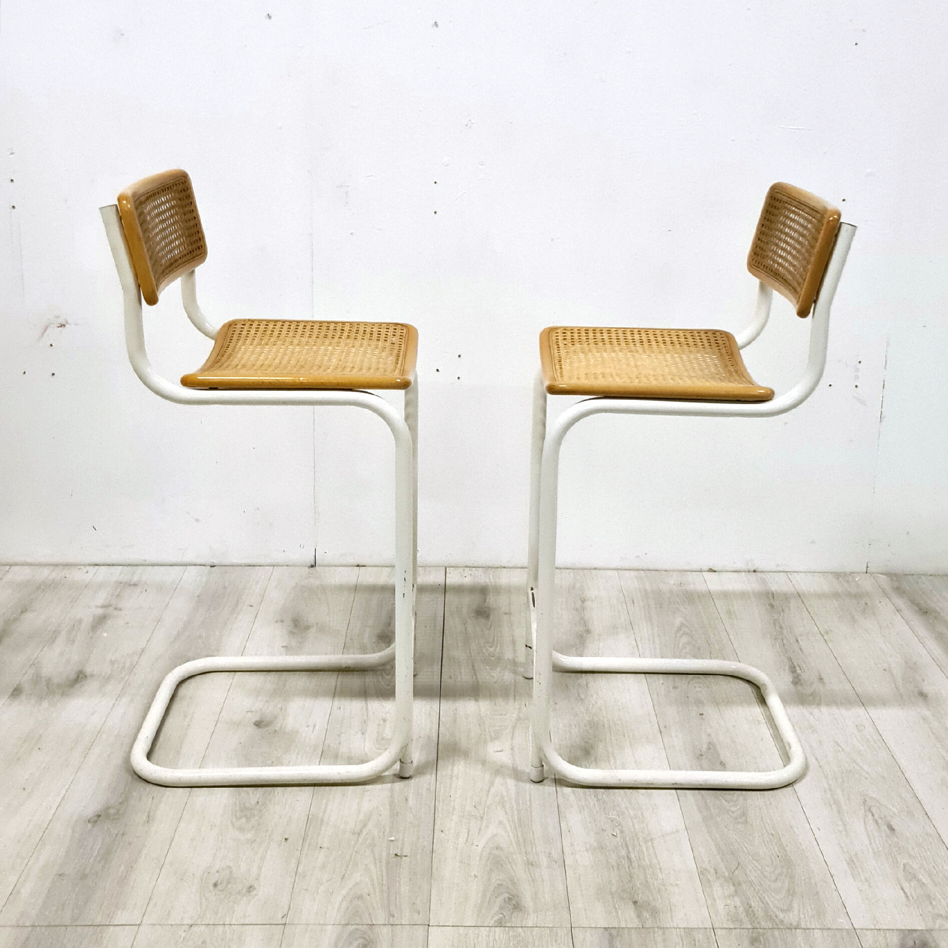 Set of 2 bauhaus style bar stools, 1970s