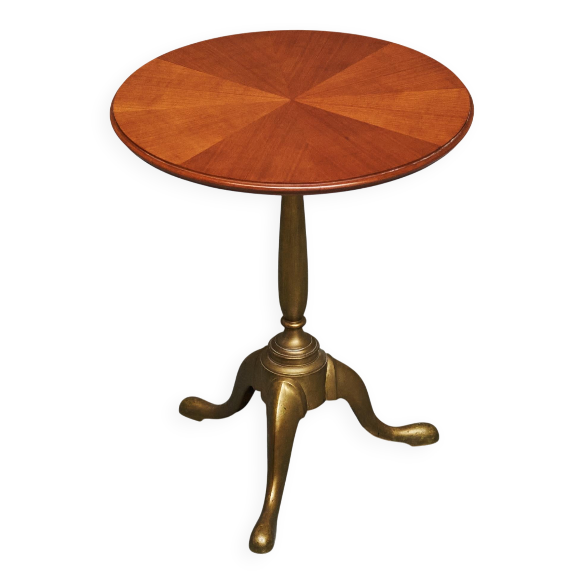 Antique wooden and brass side table, 19th century.
