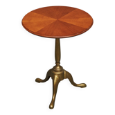 Antique wooden and brass side table, 19th century.