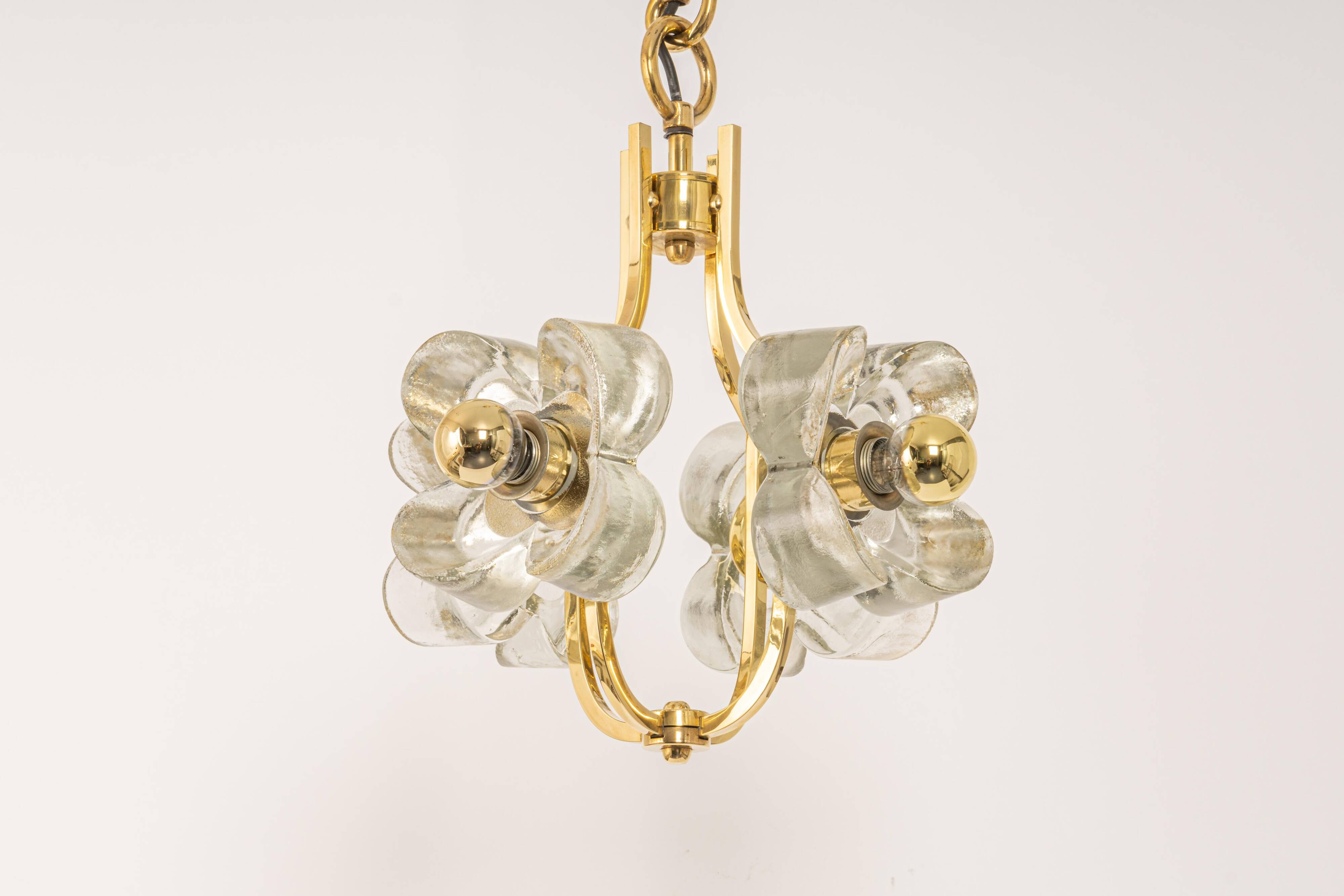 Small brass and crystal glass pendant by Sische, Germany, 1970s.