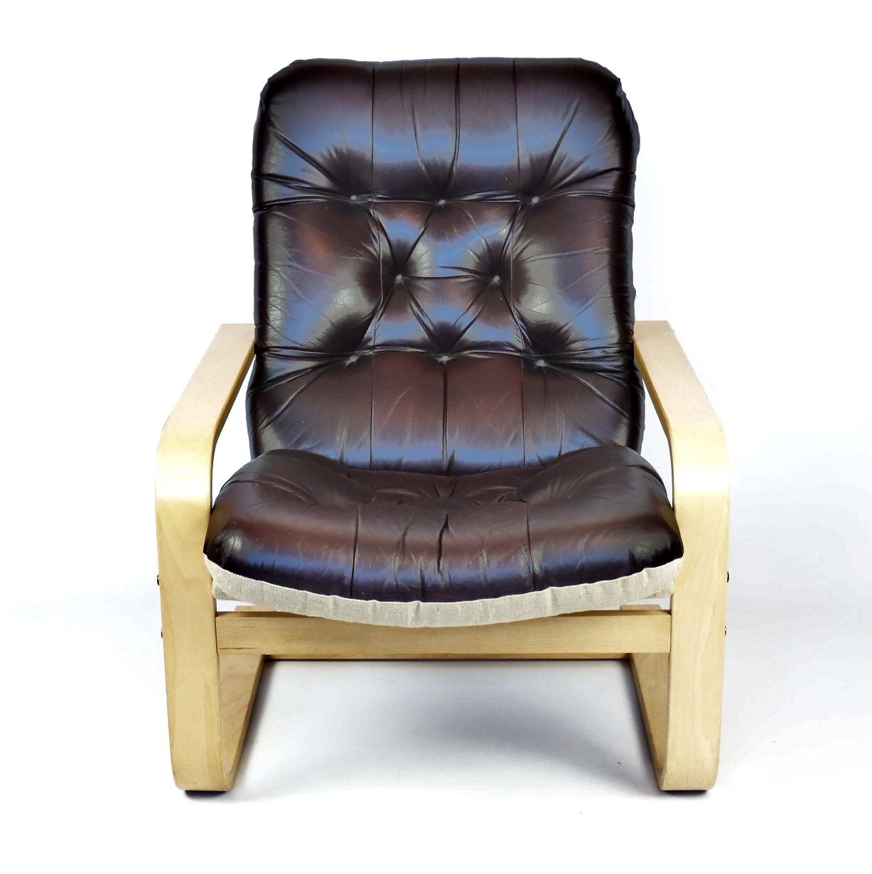 Scandinavian upholstered leather armchair